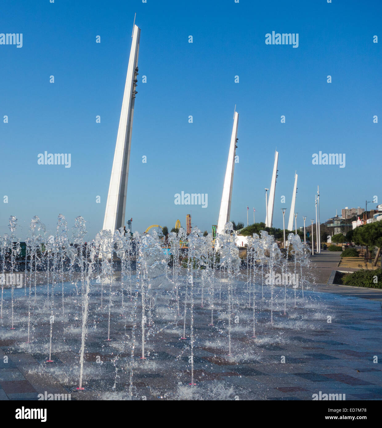 Pour l'amusement des fontaines, sur City Beach, Southend on Sea. Banque D'Images