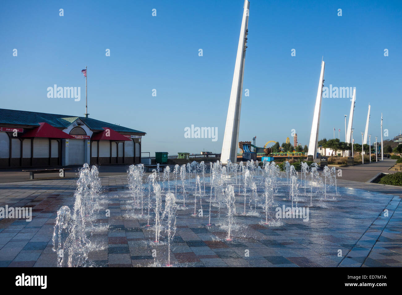 Pour l'amusement des fontaines, sur City Beach, Southend on Sea. Banque D'Images