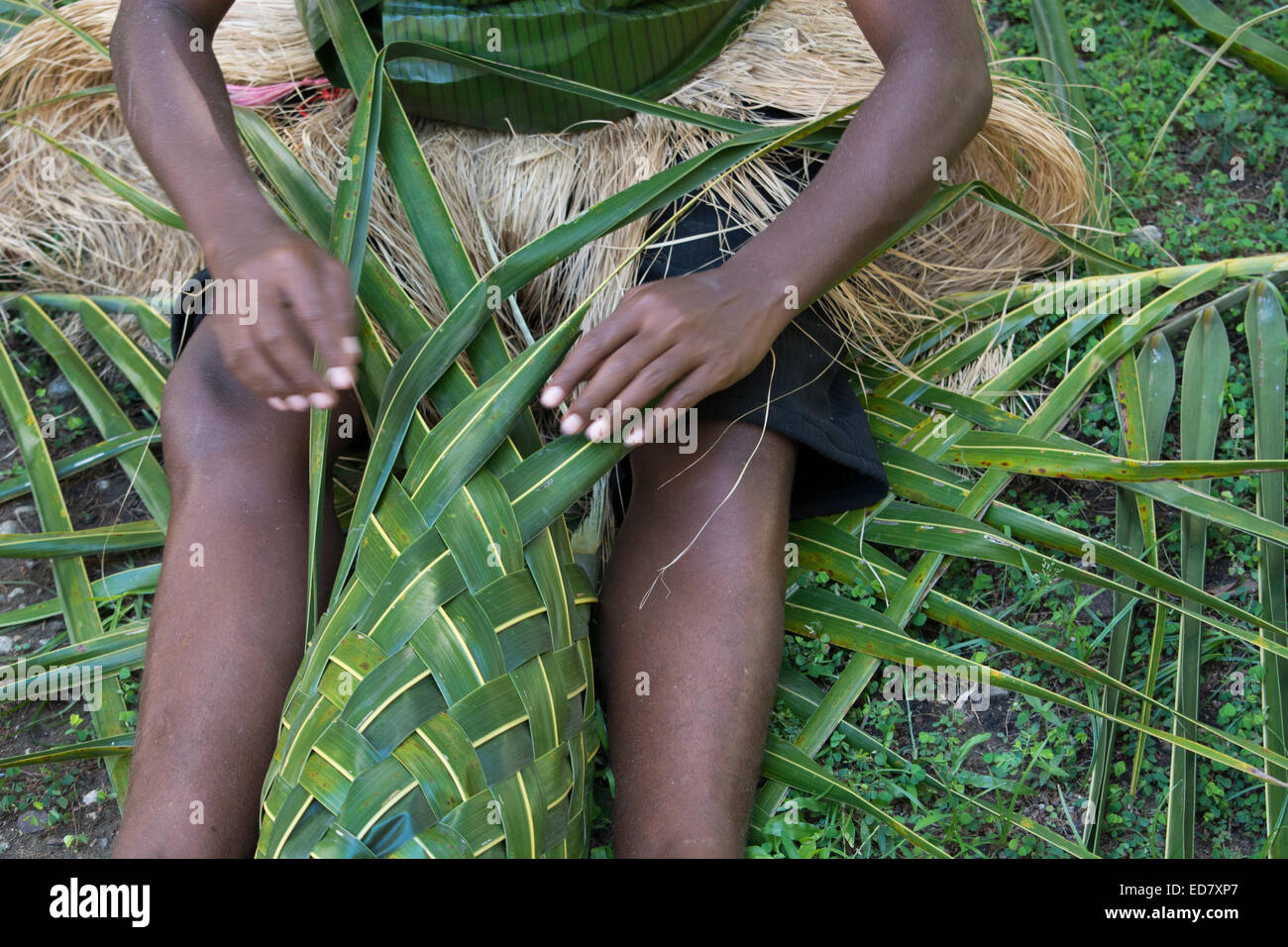 La Mélanésie, Îles Salomon, l'île de Guadalcanal, capitale de Honiara. Kakabona Village culturel. Banque D'Images