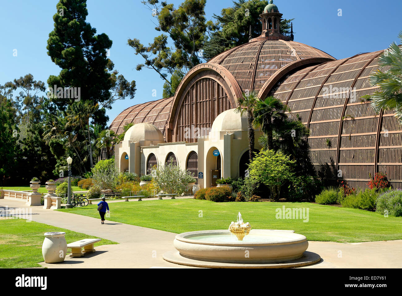 Bâtiment botanique et fontaine, Balboa Park, San Diego, California USA Banque D'Images
