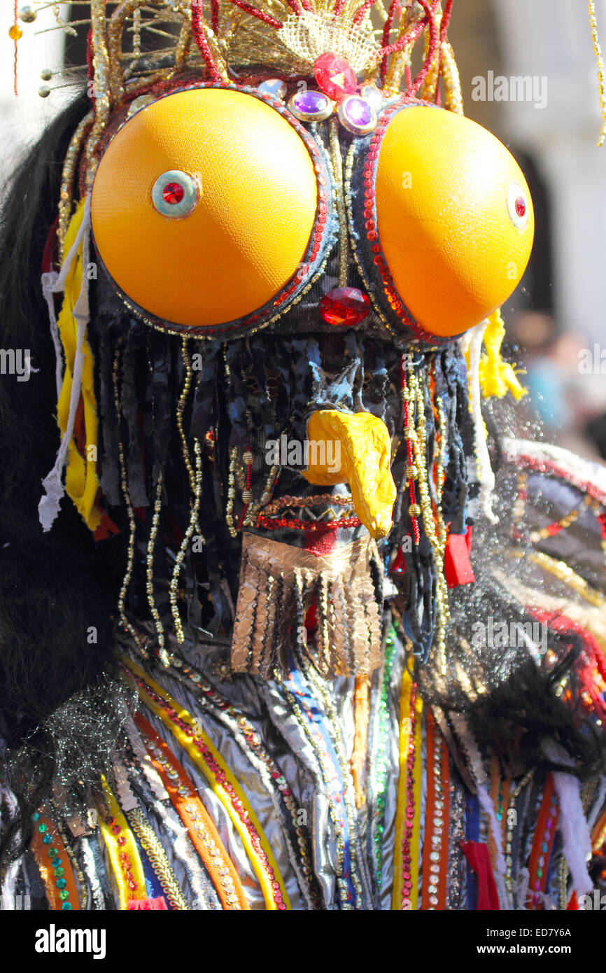 Masque d'insectes bizarres exposées lors de la fête traditionnelle du Carnaval de Venise, Italie (édition 2014) Banque D'Images