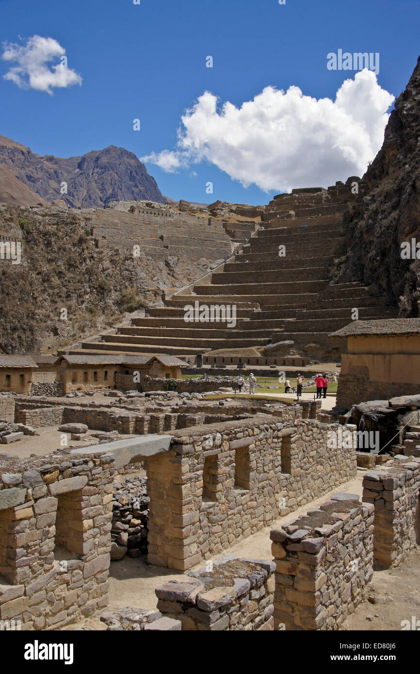 Les ruines Inca d'Ollantaytambo, vallée de l'Urubamba, au Pérou Banque D'Images