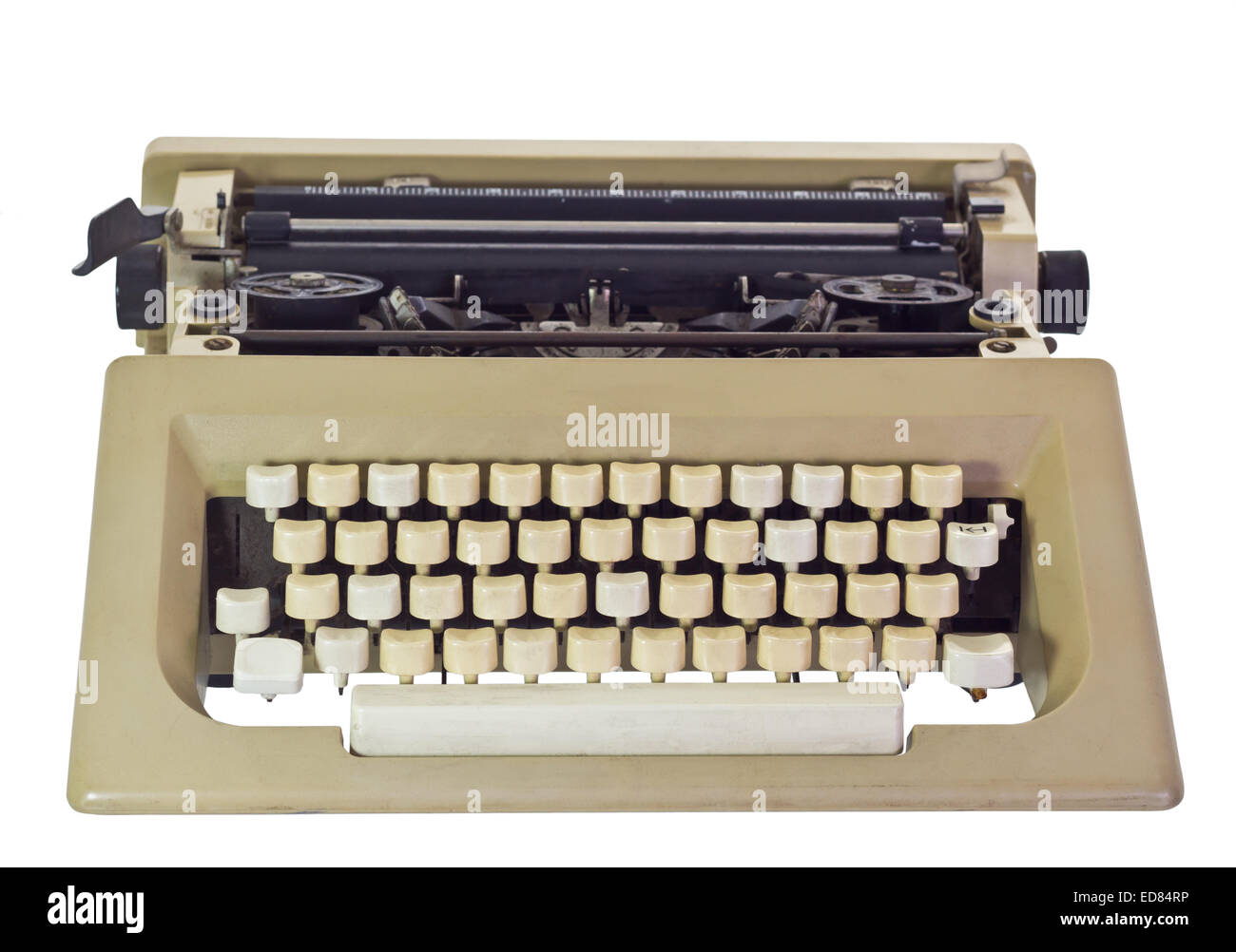 Vieille machine à écrire, isolé sur fond blanc Banque D'Images