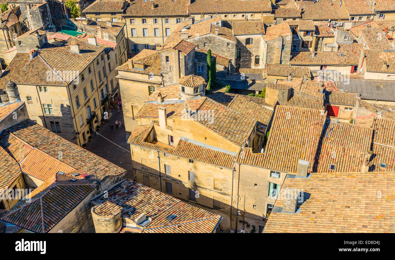 Village médiéval d'Uzès, Provence, Sud de la France Banque D'Images