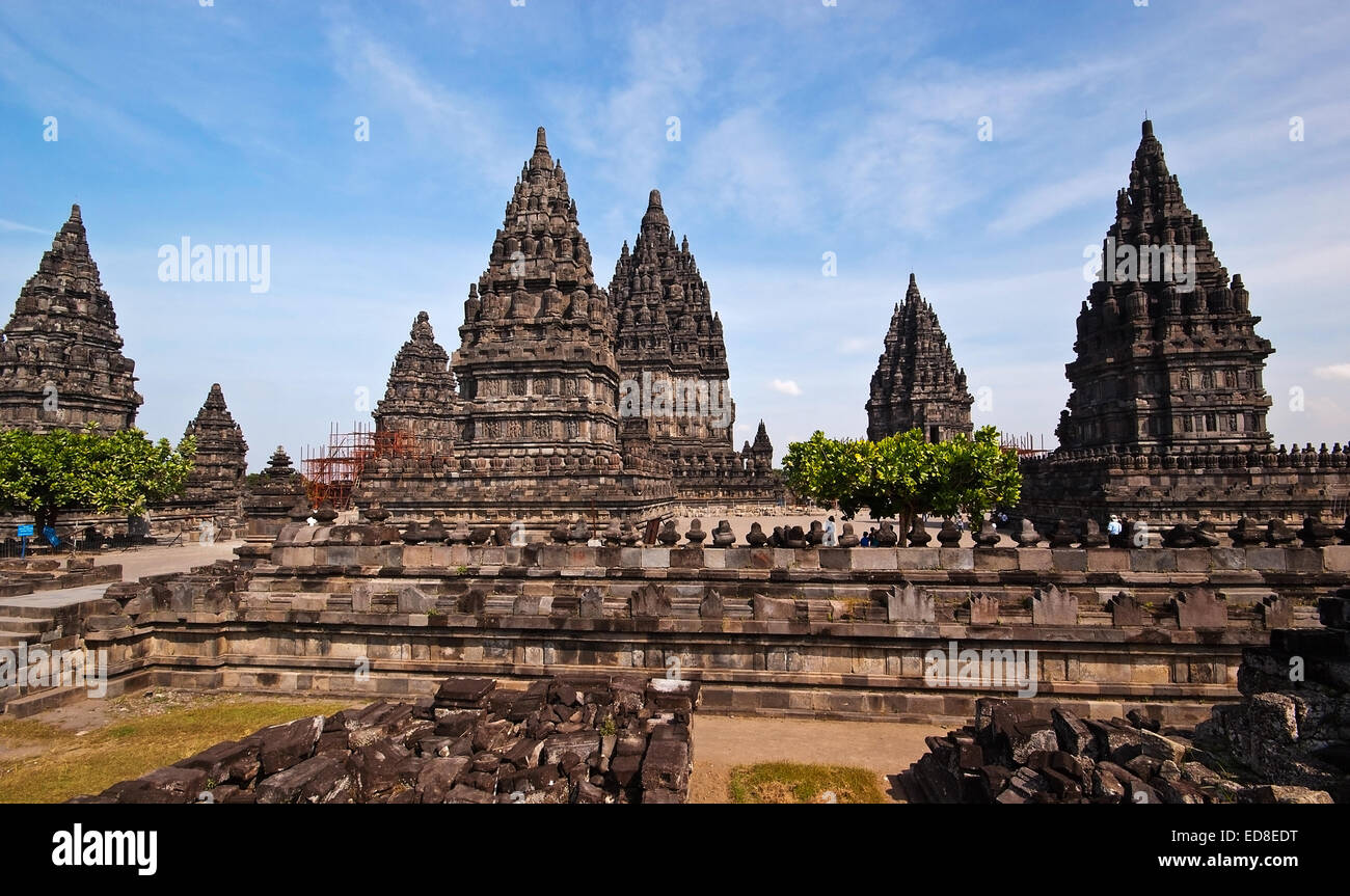 Temple de Prambanan, Java Indonésie Banque D'Images