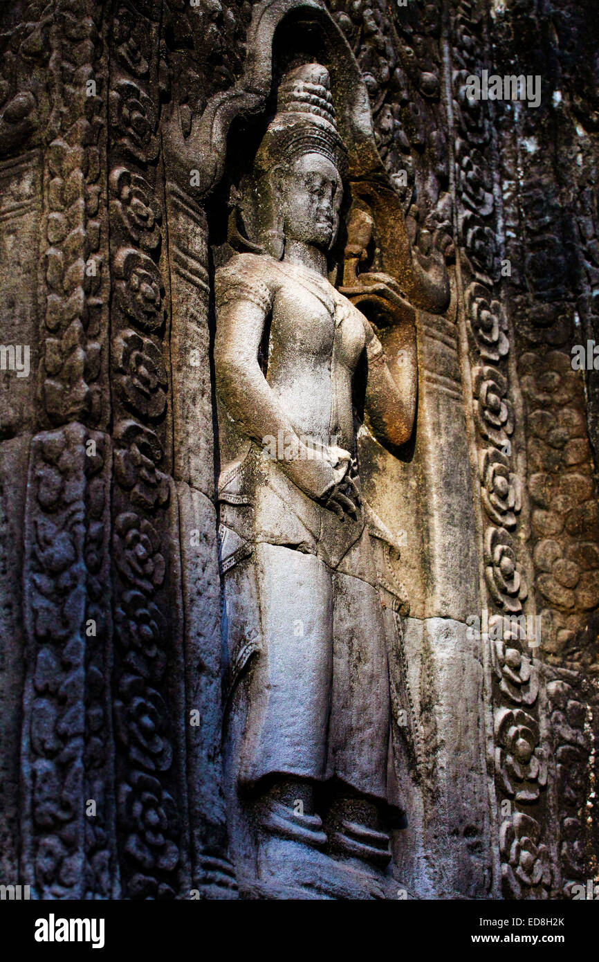 L'Apsara à Ta Prohm temple, Angkor, Cambodge Banque D'Images