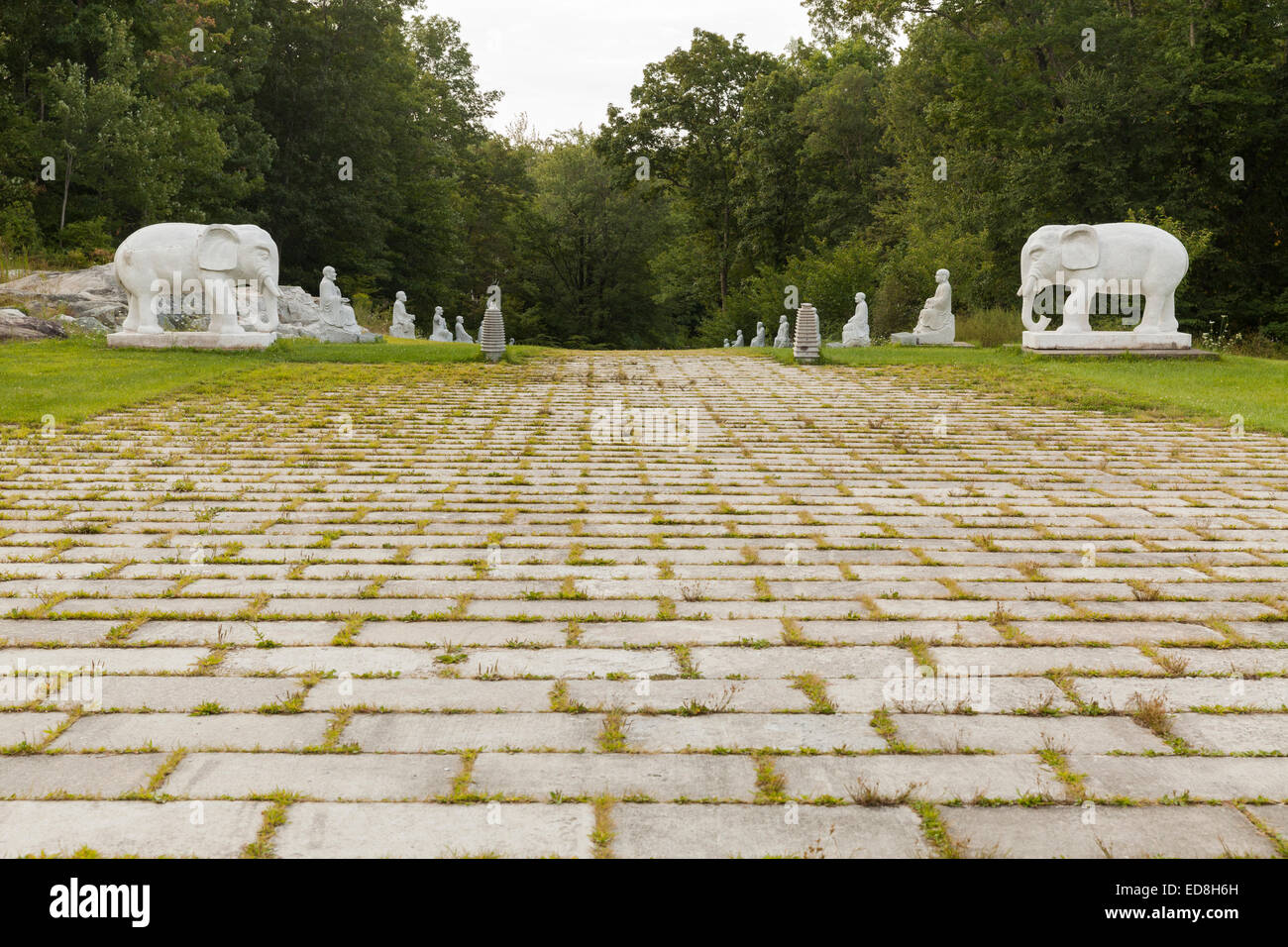 Carmel, NY USA - 17 août 2014 : Bodhi chemin menant à une grande salle du Bouddha dans Chuang Yen Monastery Banque D'Images