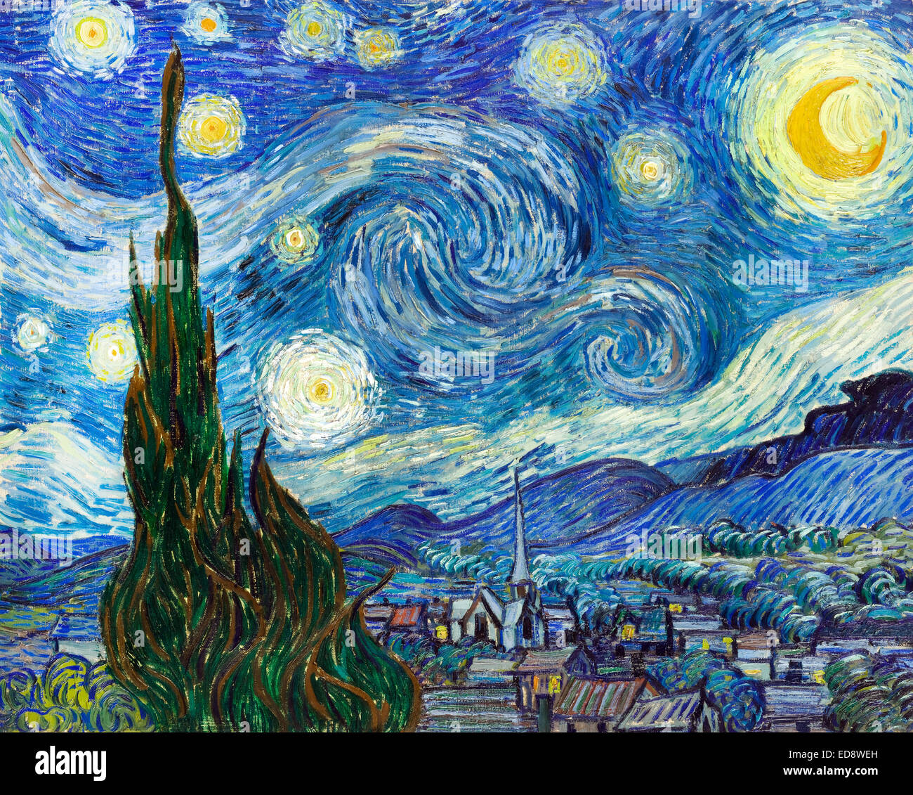 Sweat à Capuche Nuit Étoilée De Van Gogh - Impression Tableau Célèbre, Coupe Classique, 100% Coton - Homme/Femme