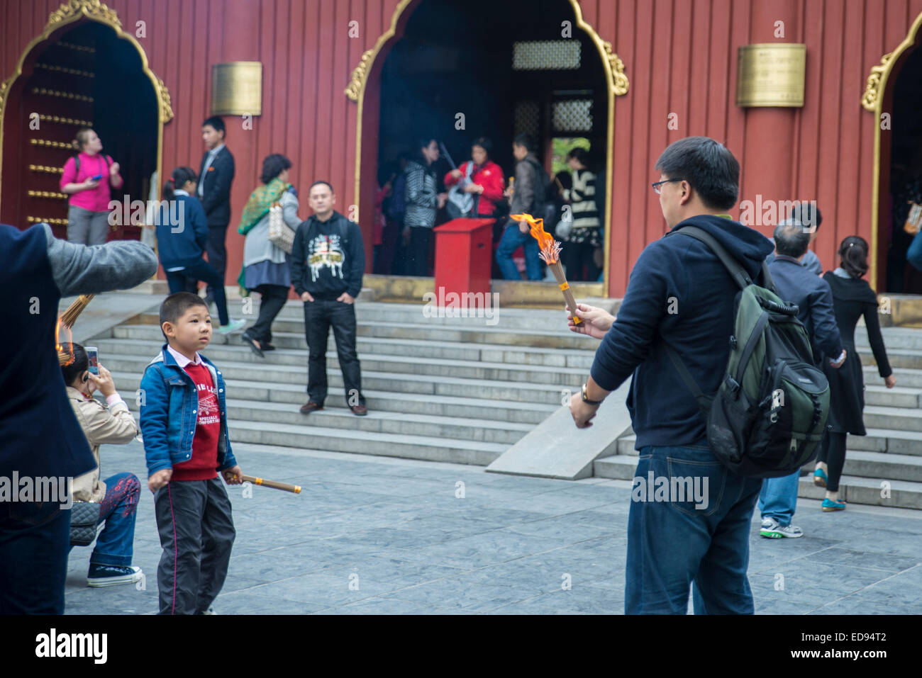 L'encens, Lama Temple, Beijing, Chine Banque D'Images