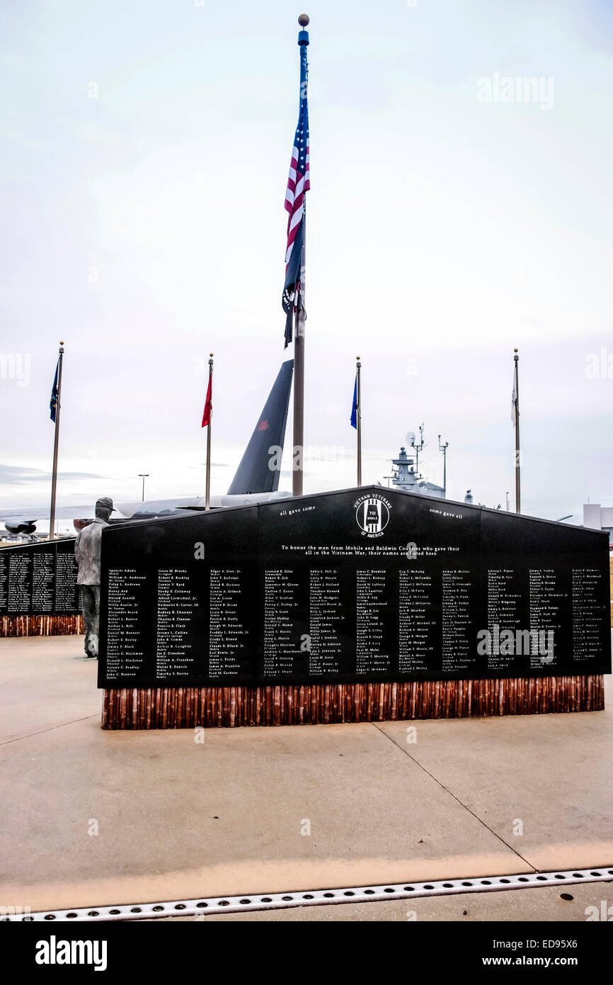 L'Alabama Guerre du Vietnam Veterans Memorial à l'USS Arizona Memorial Park à Mobile Banque D'Images