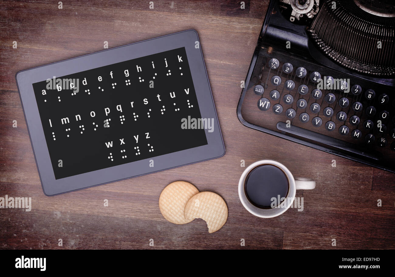 Braille sur une tablette, le concept d'impossibilité, d'un look vintage Banque D'Images