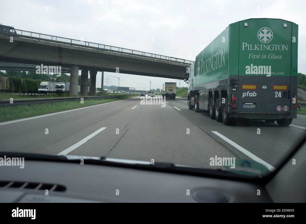 Pilkington Glass camion A9 autoroute Allemagne Banque D'Images