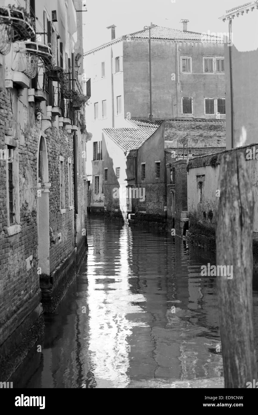 Photographie en noir et blanc de la carte de la ville romantique de Venise, Italie Banque D'Images
