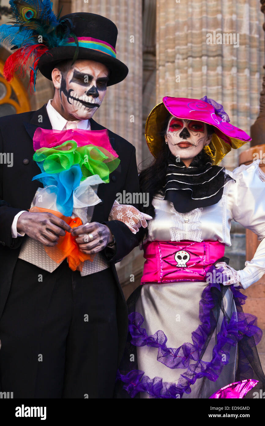 LA CALAVERA CATRINAS ou élégante des crânes, sont les icônes de la FÊTE DES MORTS - Guanajuato, Mexique Banque D'Images