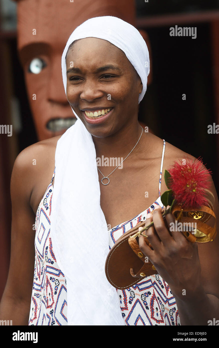 Auckland, Nouvelle-Zélande. 06Th Jan, 2015. Venus Williams est accueilli à l'Orakei Marae. ASB Classic Women's International. ASB Tennis Centre, Auckland, Nouvelle-Zélande. Credit : Action Plus Sport/Alamy Live News Banque D'Images