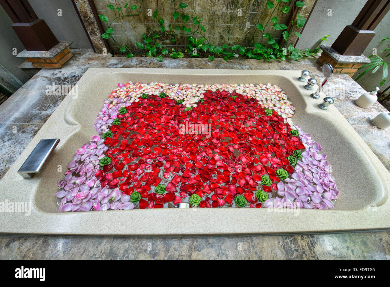Bain de pétales de rose dans un spa Banque de photographies et d'images à  haute résolution - Alamy