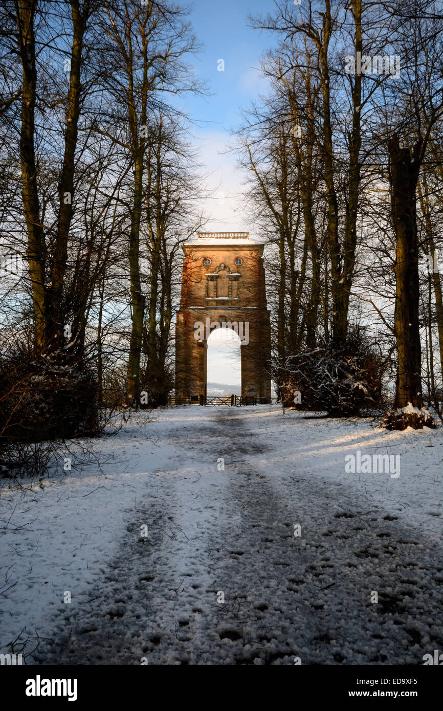 La tour Belmont en hiver,Angleterre Lincolnshire Banque D'Images