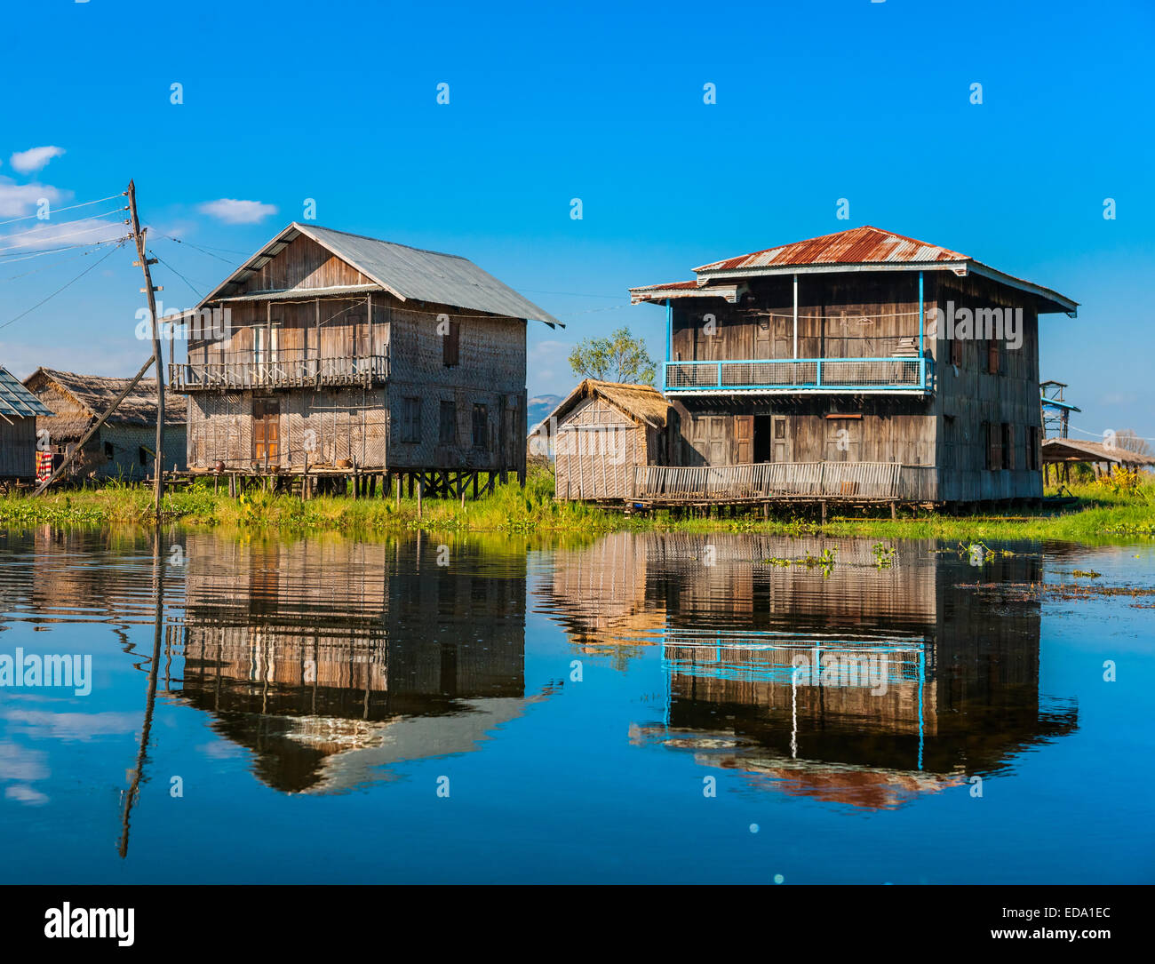 Maison à Lac Inle, Myanmar. Banque D'Images