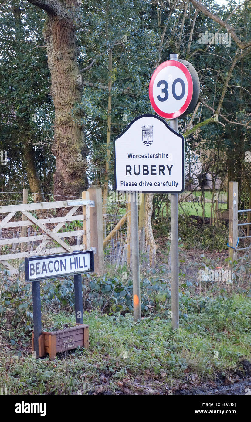 Rubery Ville Signe, Worcestershire, Angleterre, RU Banque D'Images