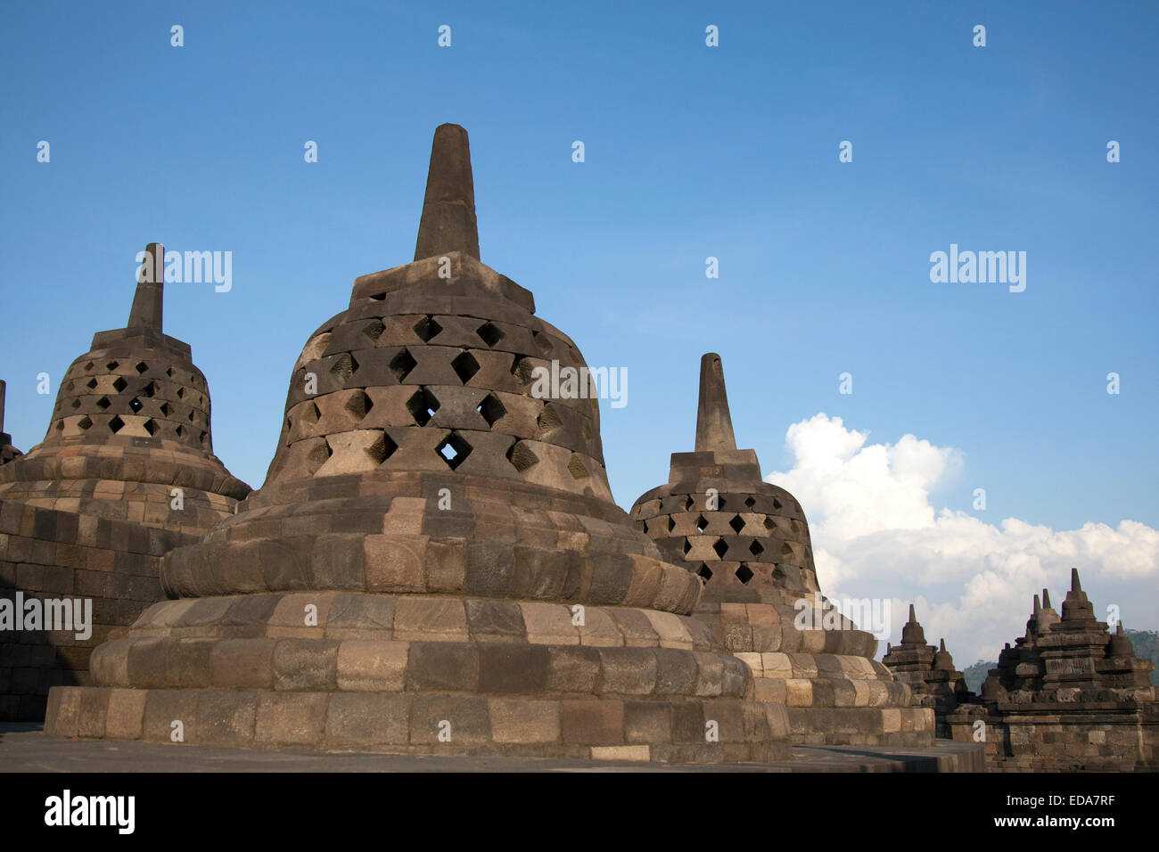 Borobudur est un 9ème siècle Temple Bouddhiste Mahayana à Magelang, Central Java, Indonésie. Banque D'Images