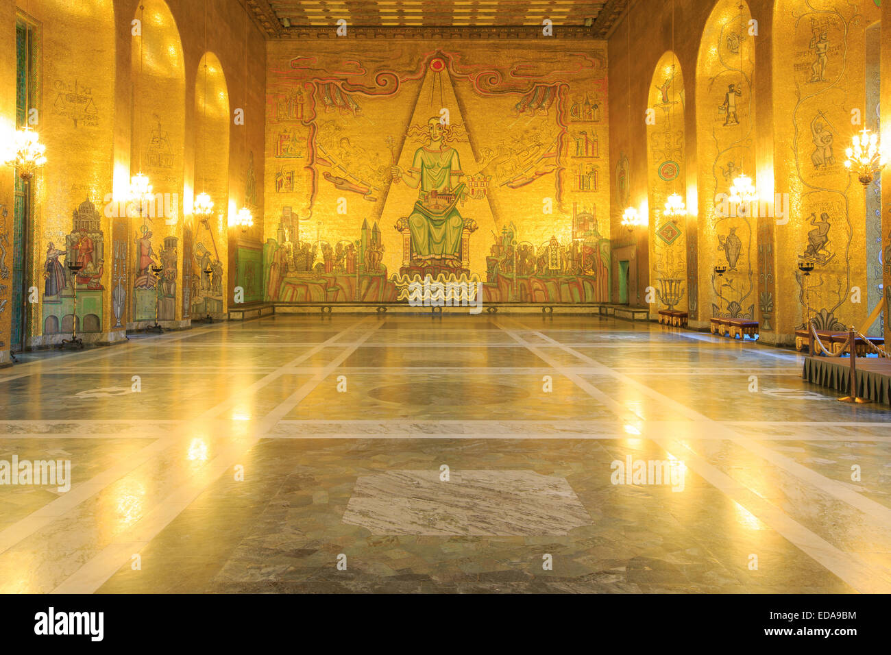 Bal de l'architecture l'Hôtel de Ville de Stockholm Suède Intérieur Banque D'Images