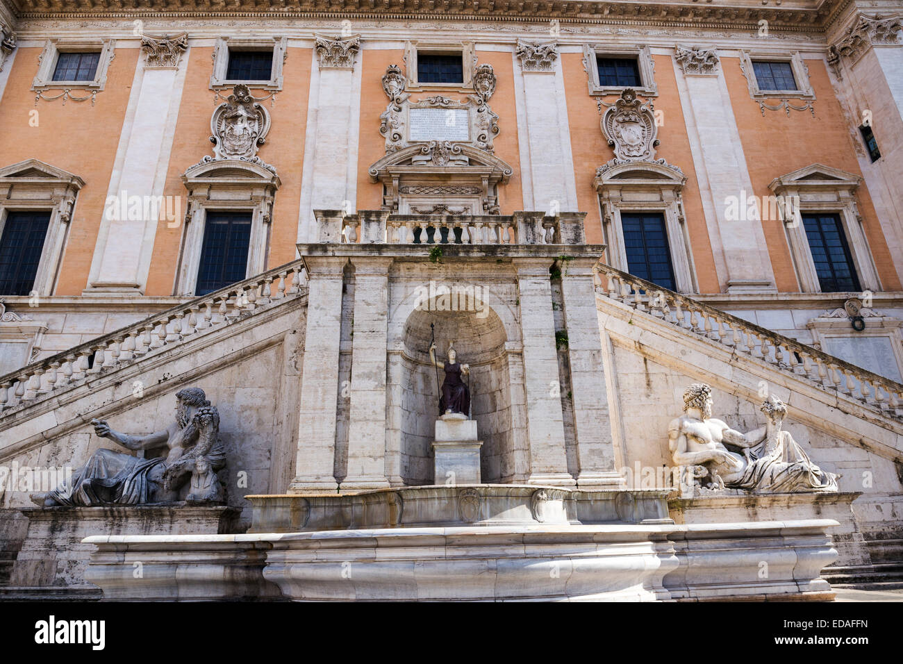 La façade du Palazzo Senatorio Piazza del Campidoglio, Lazio, Rome, Italie Banque D'Images