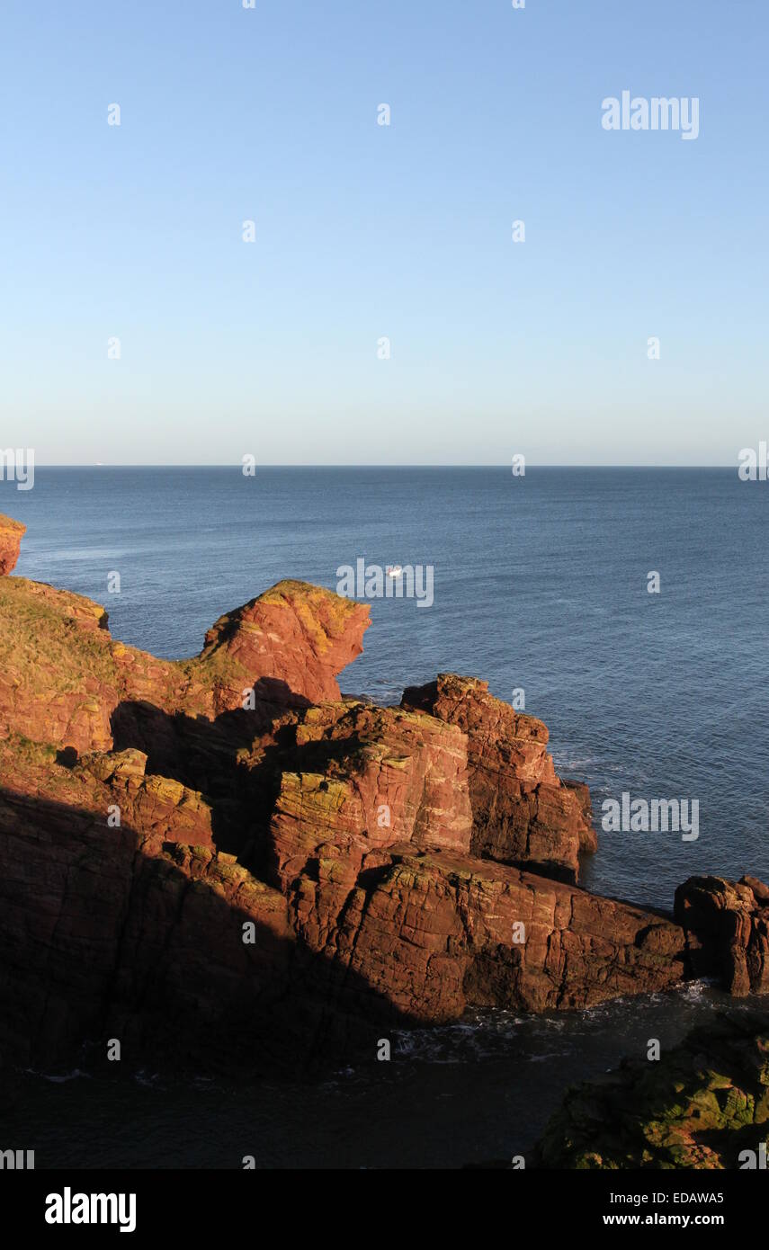Voile et Seaton Cliffs Angus Scotland Janvier 2015 Banque D'Images