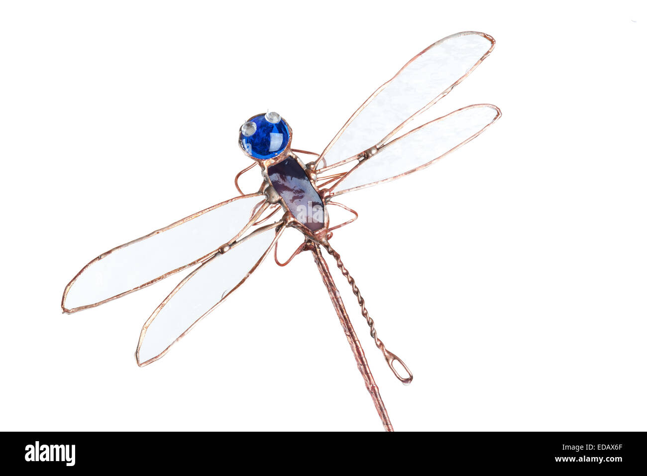 Vitraux artisanaux libellule isolated on white Banque D'Images