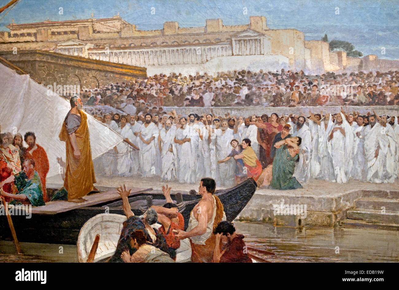Le départ de Marcus Atilius Regulus (Consul romain 267 BC ont combattu l'Messapians et général dans la première guerre punique ) Cesare Maccari 1840 - 1919) Italie italien ( l'une des fresques du Palazzo Madama 1880 ) Banque D'Images