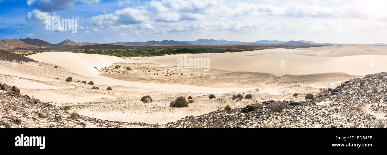 Dunes de sable dans le désert de Viana - Deserto de Viana dans Boavista - Cap-Vert - Cabo Verde Banque D'Images