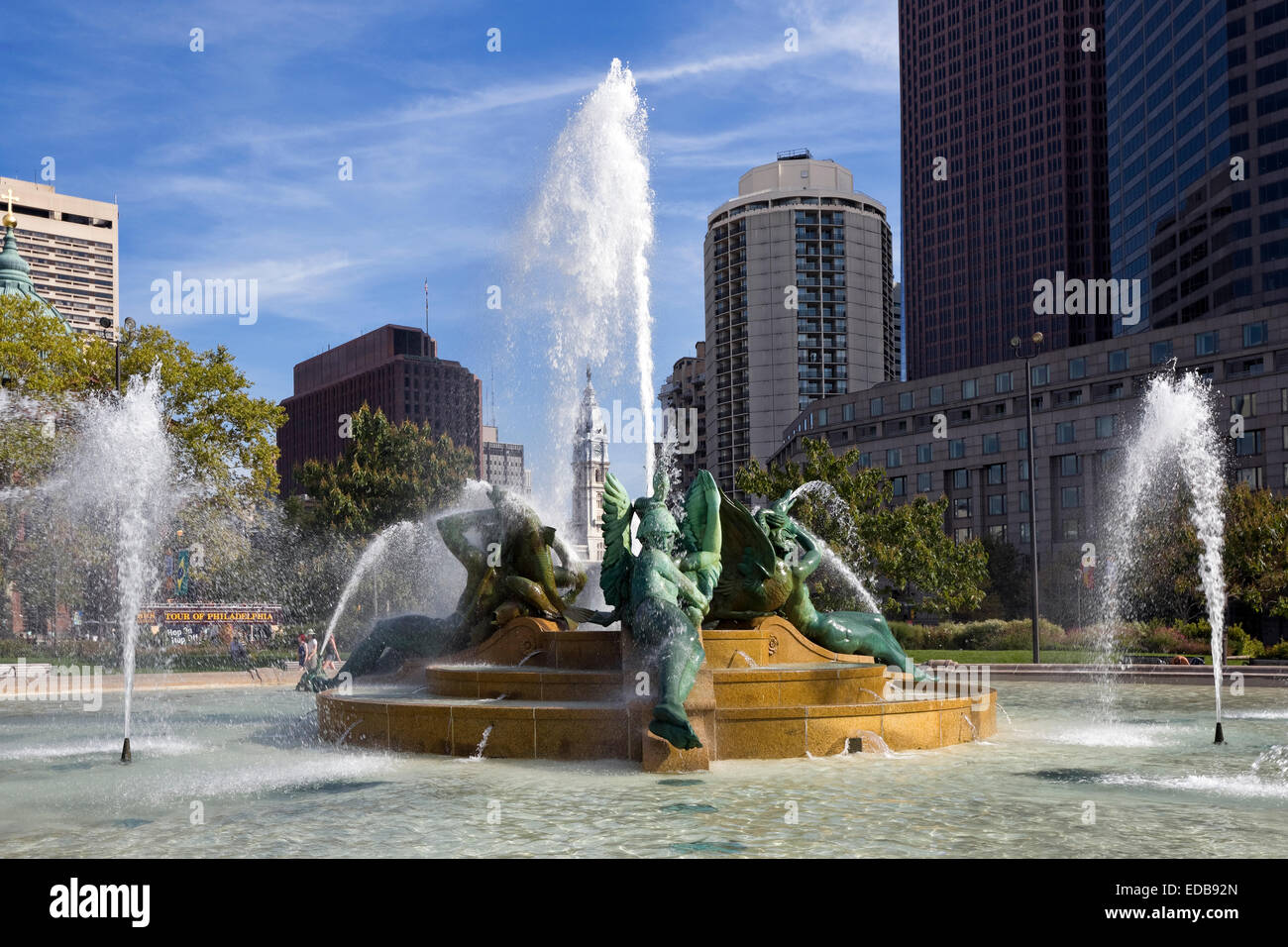 Swann Memorial Fountain AKA : Fontaine des trois rivières, Logan Circle, Philadelphie, Pennsylvanie Banque D'Images