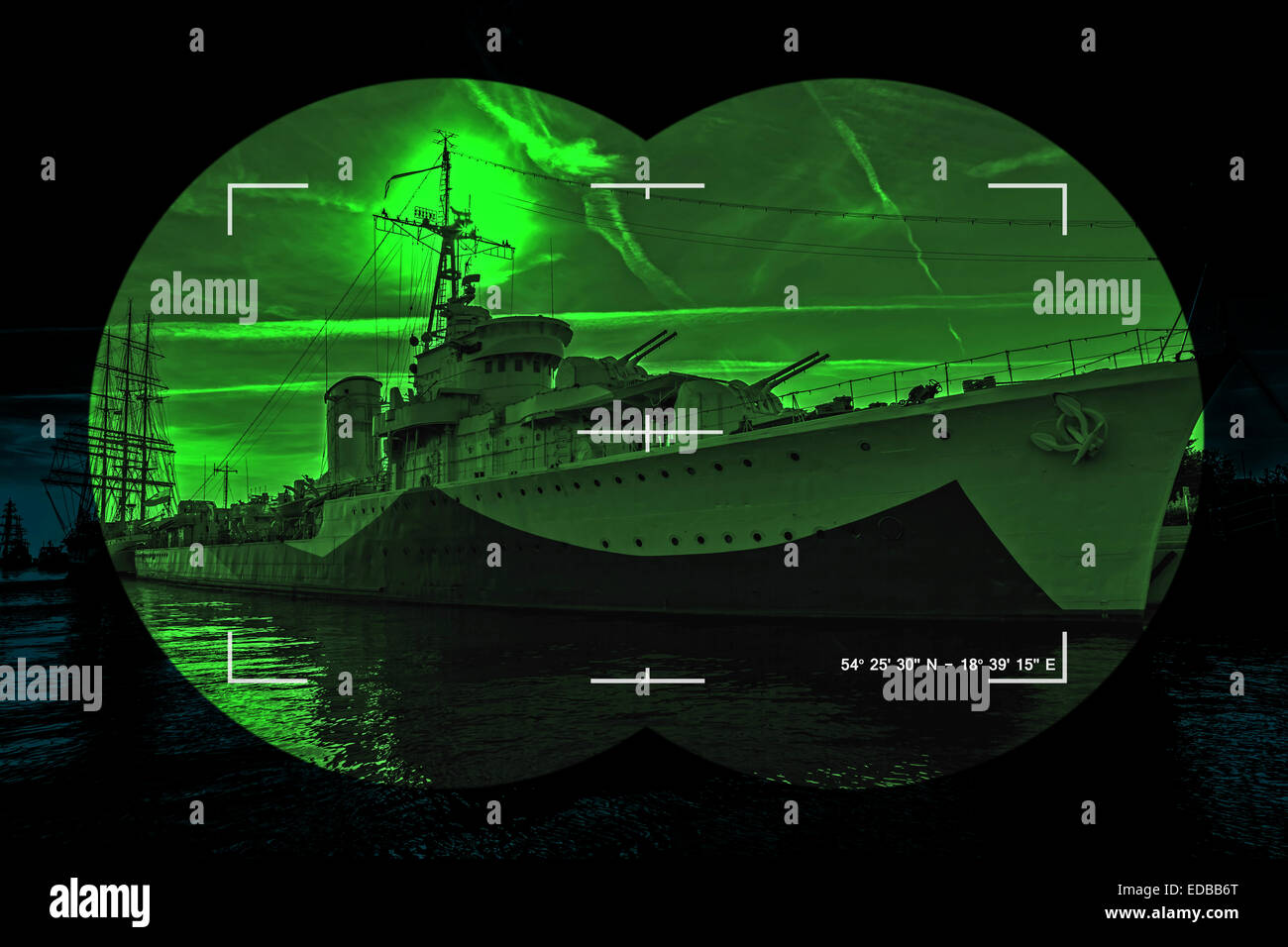 La vision de nuit à bord d'un navire de guerre - Concept Photo. Banque D'Images