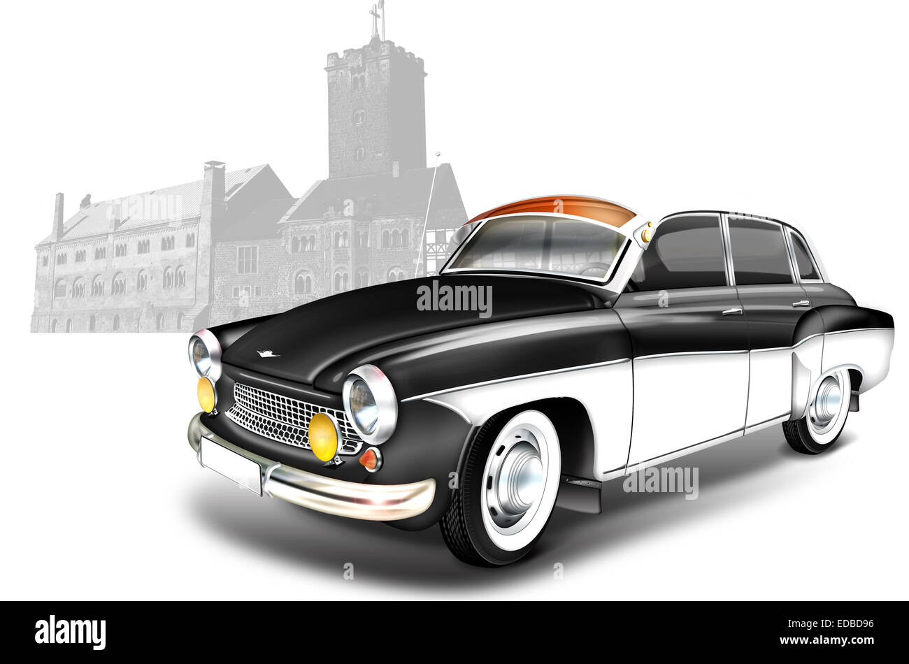 Vintage Car DDR des années 60, 311 Wartburg, illustration Banque D'Images