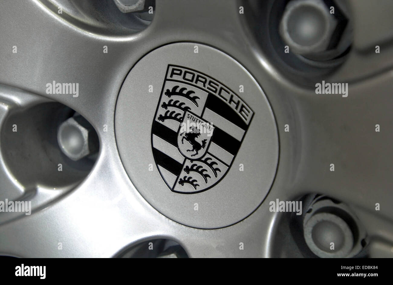 L'image montre le volant d'une Porche véhicule. Banque D'Images