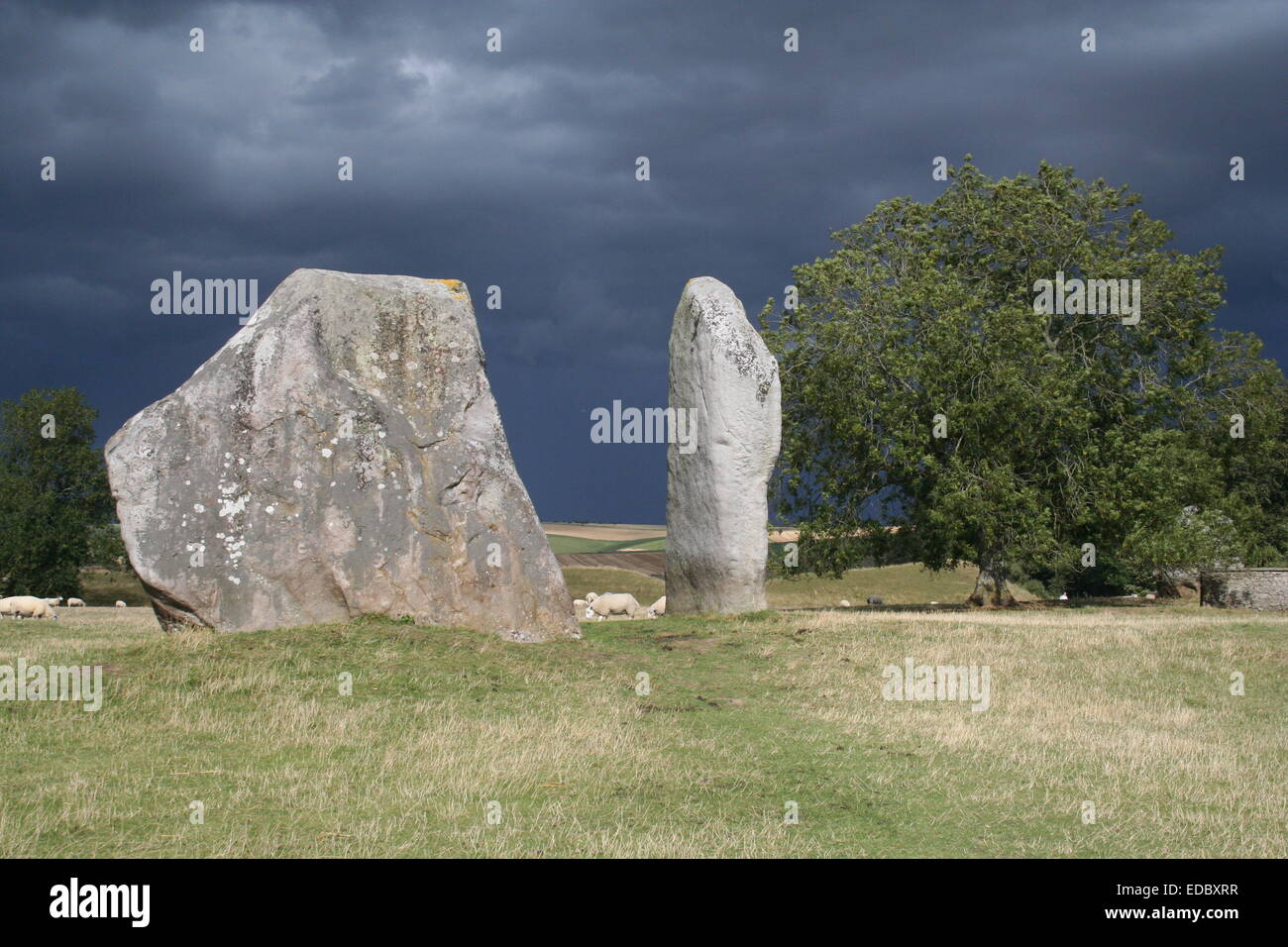 Deux pierres qui composent la Cove à Avebury Stone Circle, près de Marlborough, Wiltshire, England, UK Banque D'Images