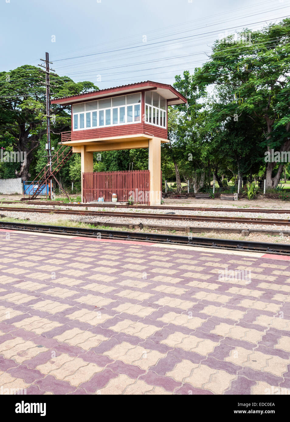 Le trafic de contrôle construction de stations rurales en Thaïlande. Banque D'Images