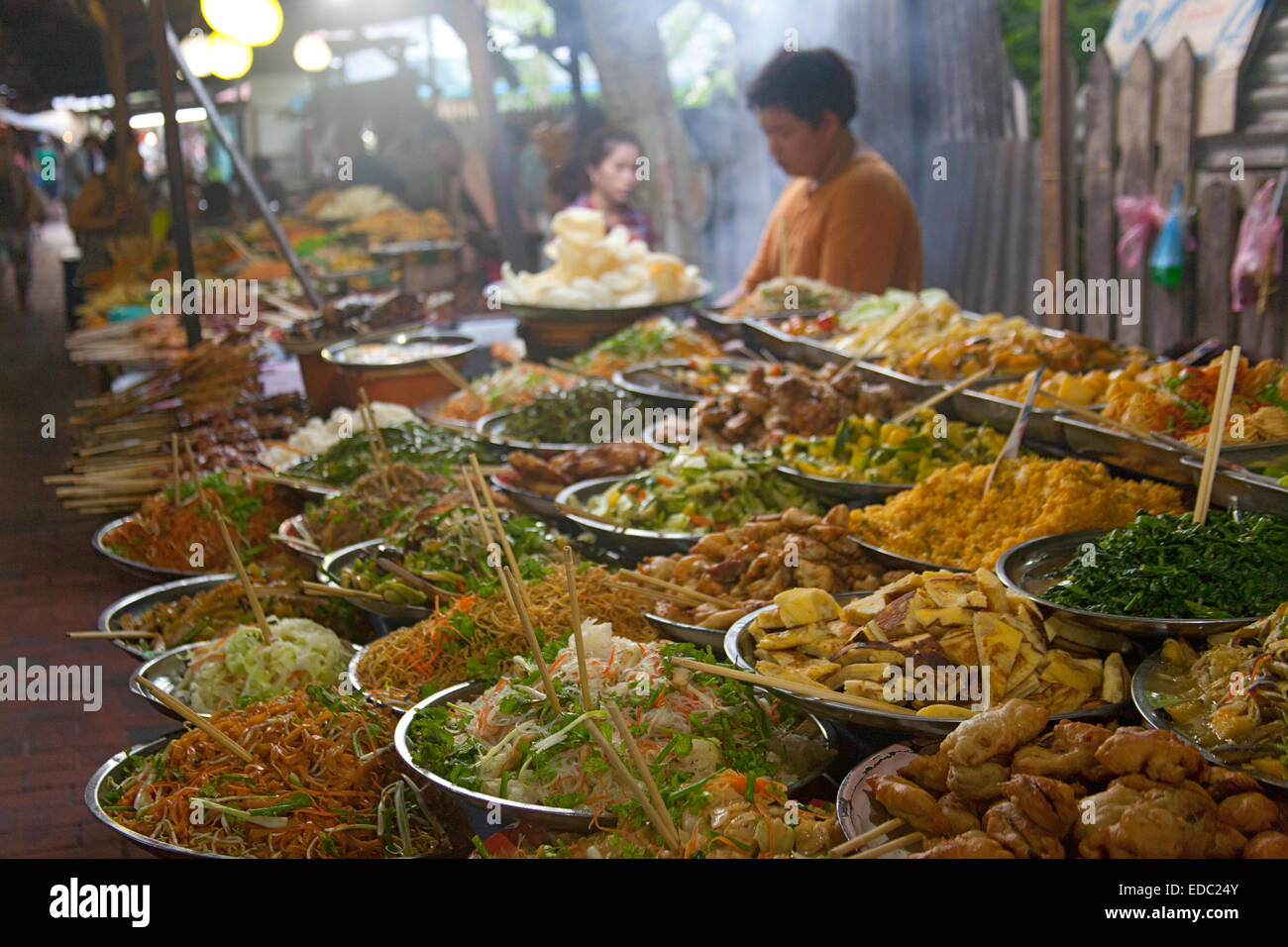 L'alimentation de rue au laos Banque D'Images