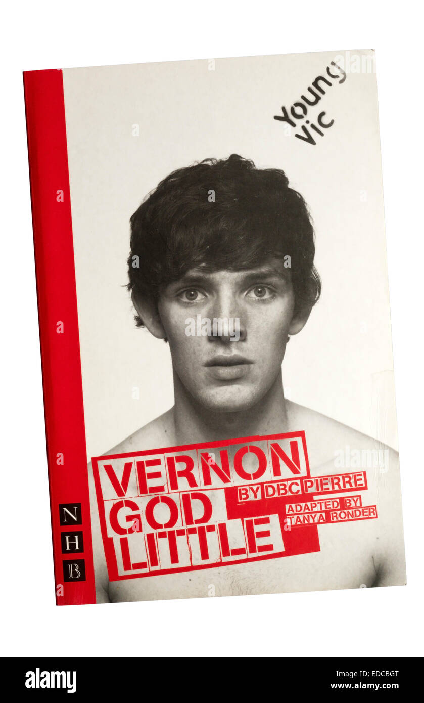 Programme / texte pour la production de 2007 de Vernon God Little par DBC Pierre au Young Vic. Banque D'Images