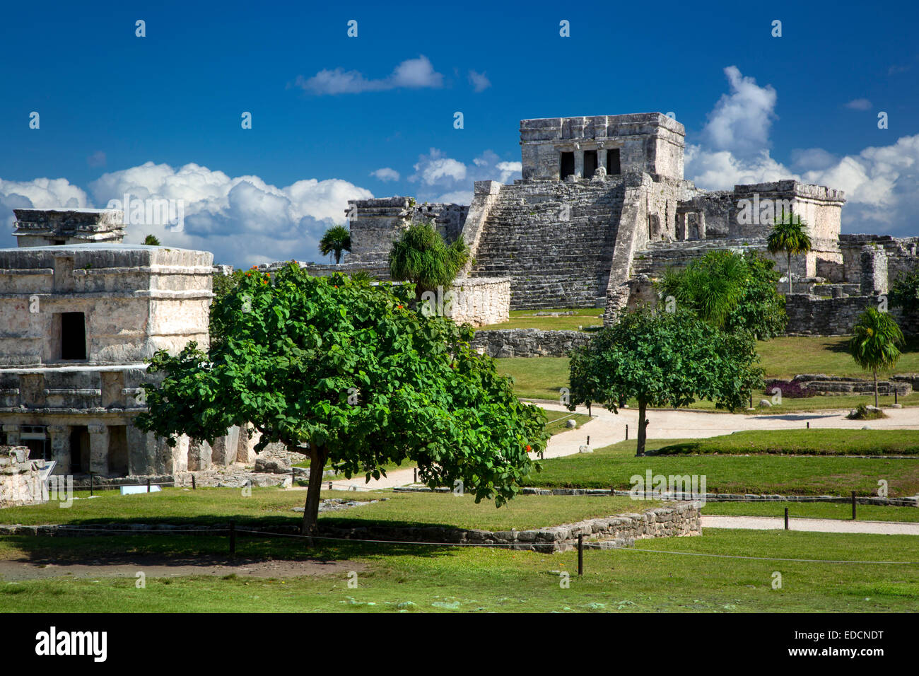 Ruines du temple maya à Tulum, Quintana Roo, Yucatan, Mexique Banque D'Images