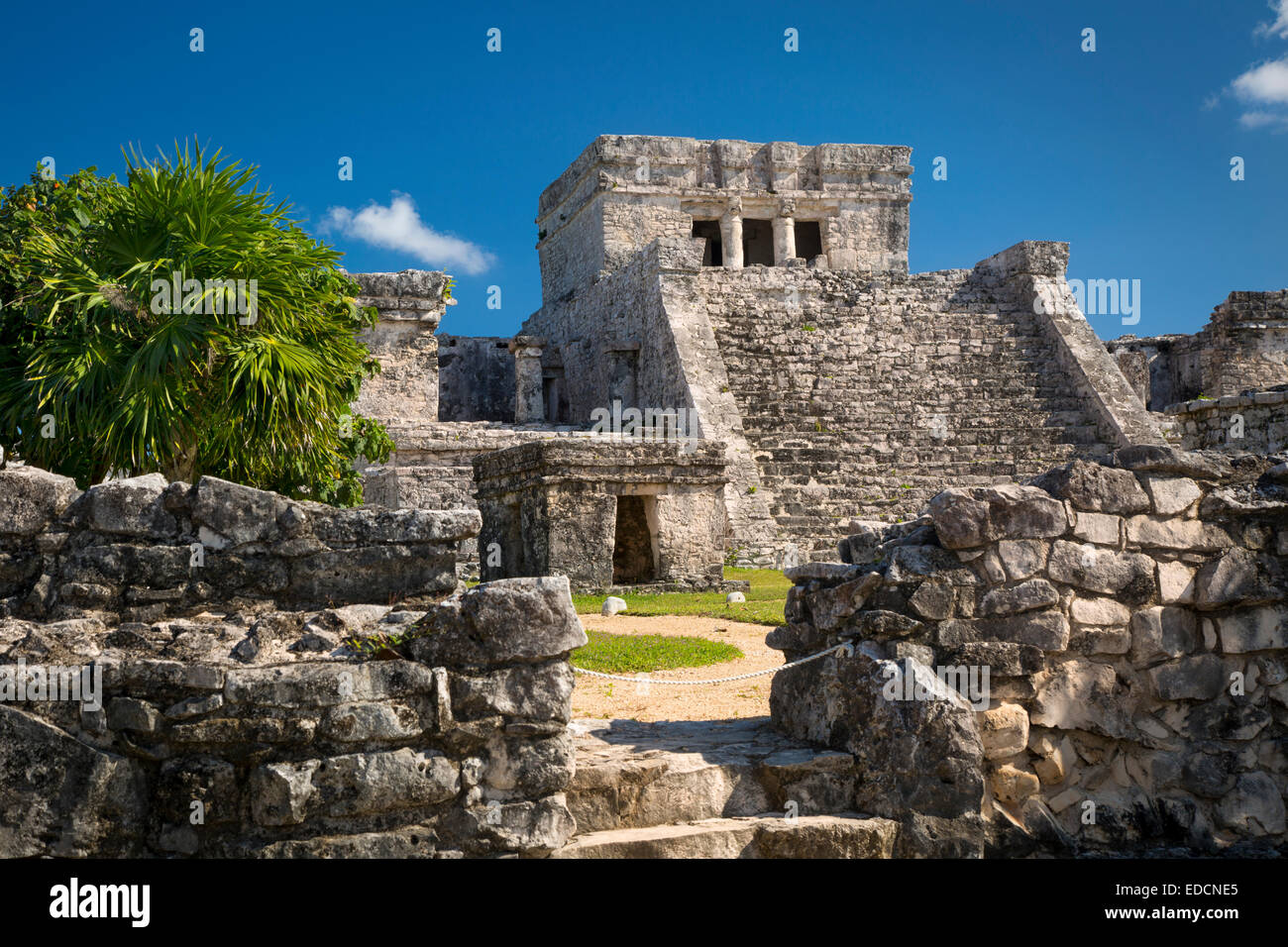 Ruines du temple maya à Tulum, Yucatan, Mexique Banque D'Images