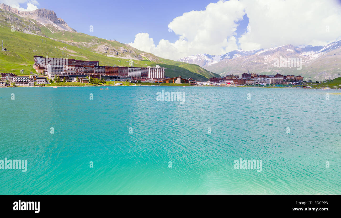 Tignes Le Lac l'été Banque D'Images