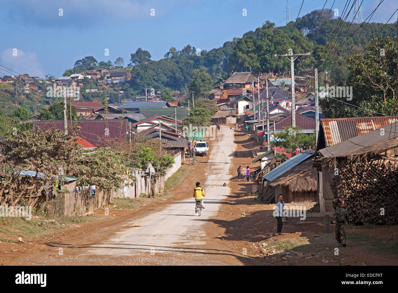 Village rural de la province, Laos Louangphrabang Banque D'Images