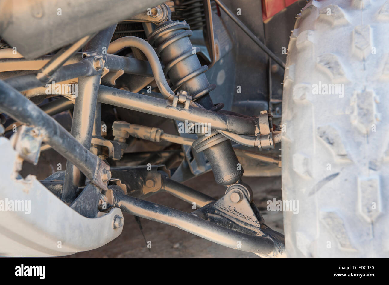 Closeup détail du châssis et de la direction par une suspension sur ATV Quad Banque D'Images