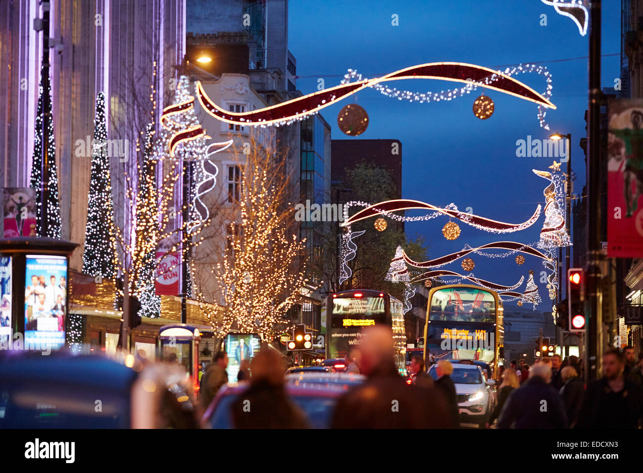 Marchés de Noël de Manchester et l'éclairage décoratif, 2014 Lumières de fête au 874-6448 Banque D'Images