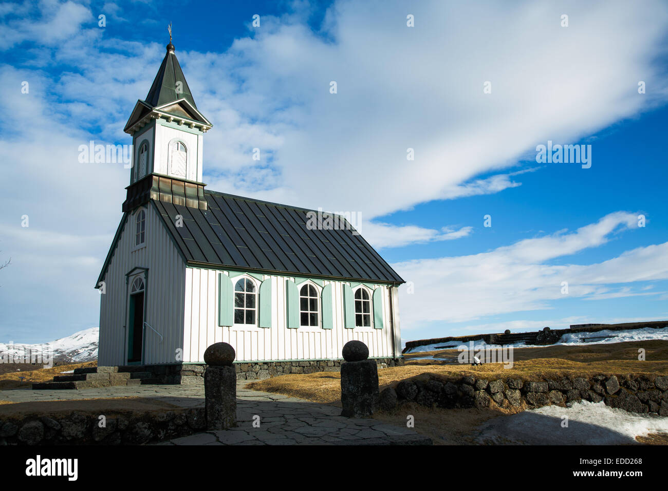 Église à Pengvellir le long de cercle d'or en Islande Banque D'Images