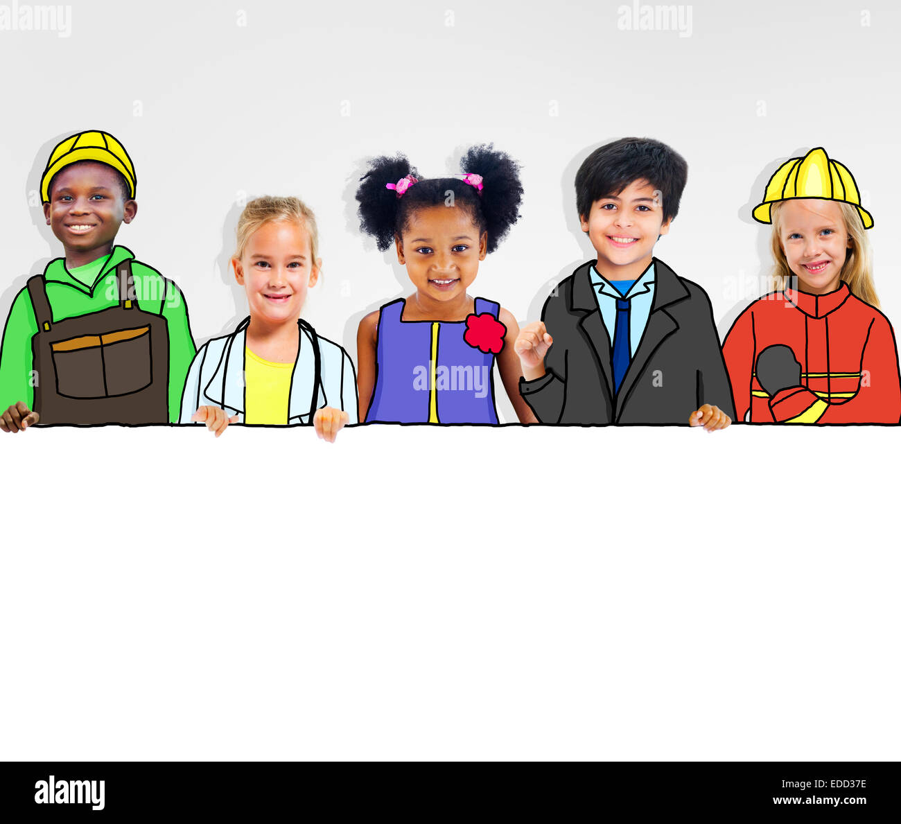 Groupe d'enfants avec des concepts de l'occupation professionnelle Banque D'Images