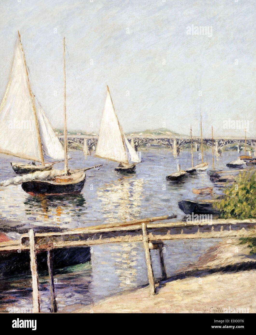 Gustave Caillebotte, Voiliers à Argenteuil. Circa 1888. Huile sur toile. Musée d'Orsay, Paris, France. Banque D'Images