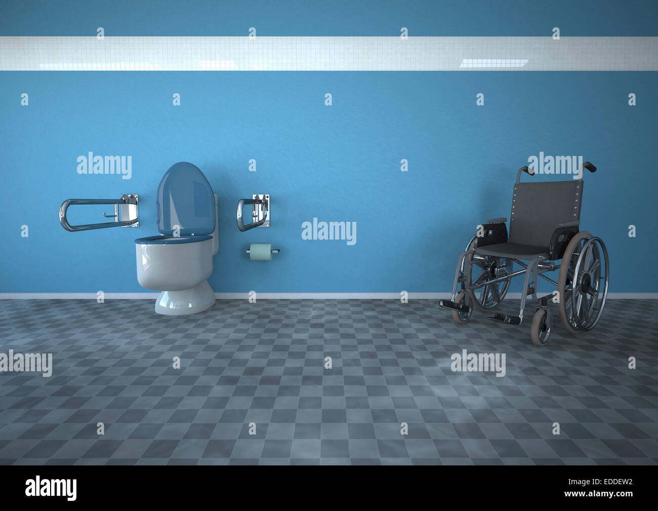 Le Rendu 3D, avec toilettes pour handicapés en fauteuil Banque D'Images