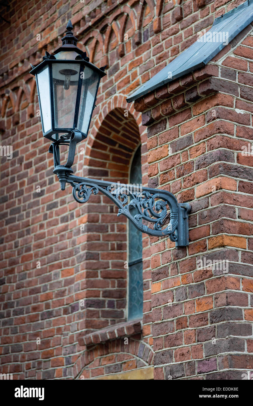 Ancienne lampe à gaz rue fer Ostrow Tumski Wroclaw Banque D'Images