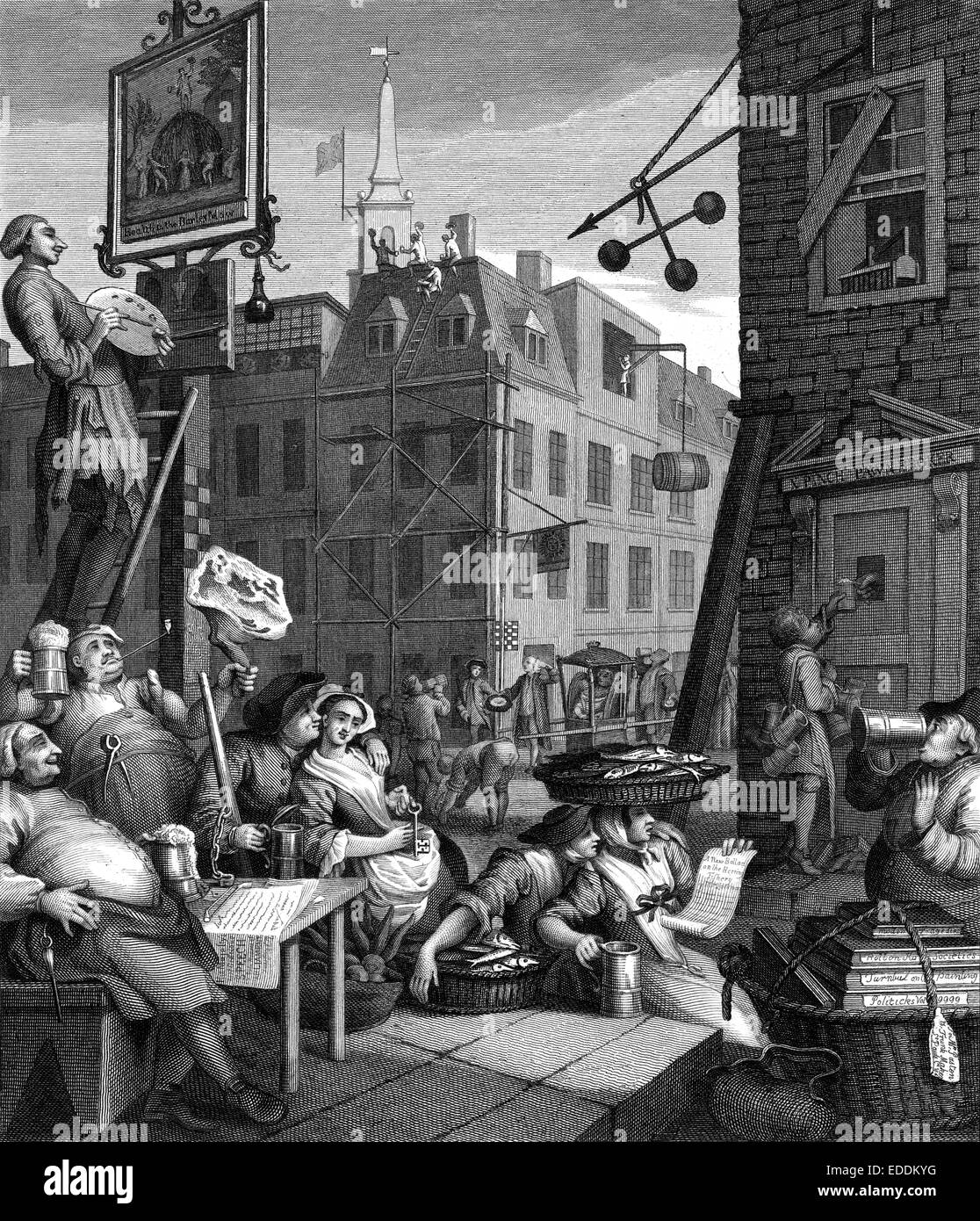 Rue de la bière et le Gin Lane sont deux impressions publié en 1751 par l'artiste anglais William Hogarth à l'appui de ce qui allait devenir la Loi de Gin Banque D'Images